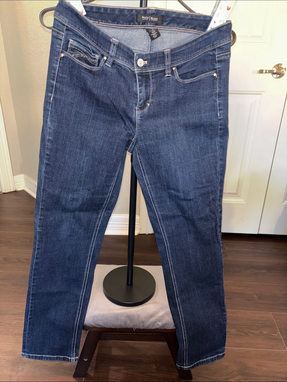 White House Black Market Dark Indigo Cropped Slim Jeans